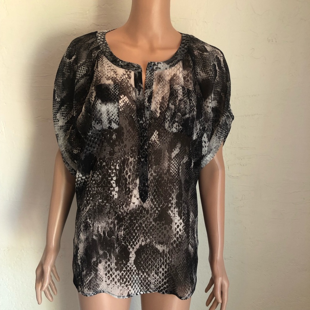 Express Sheer Snake Skin Animal Print Chiffon Camisole Blouse Women’s Size XS